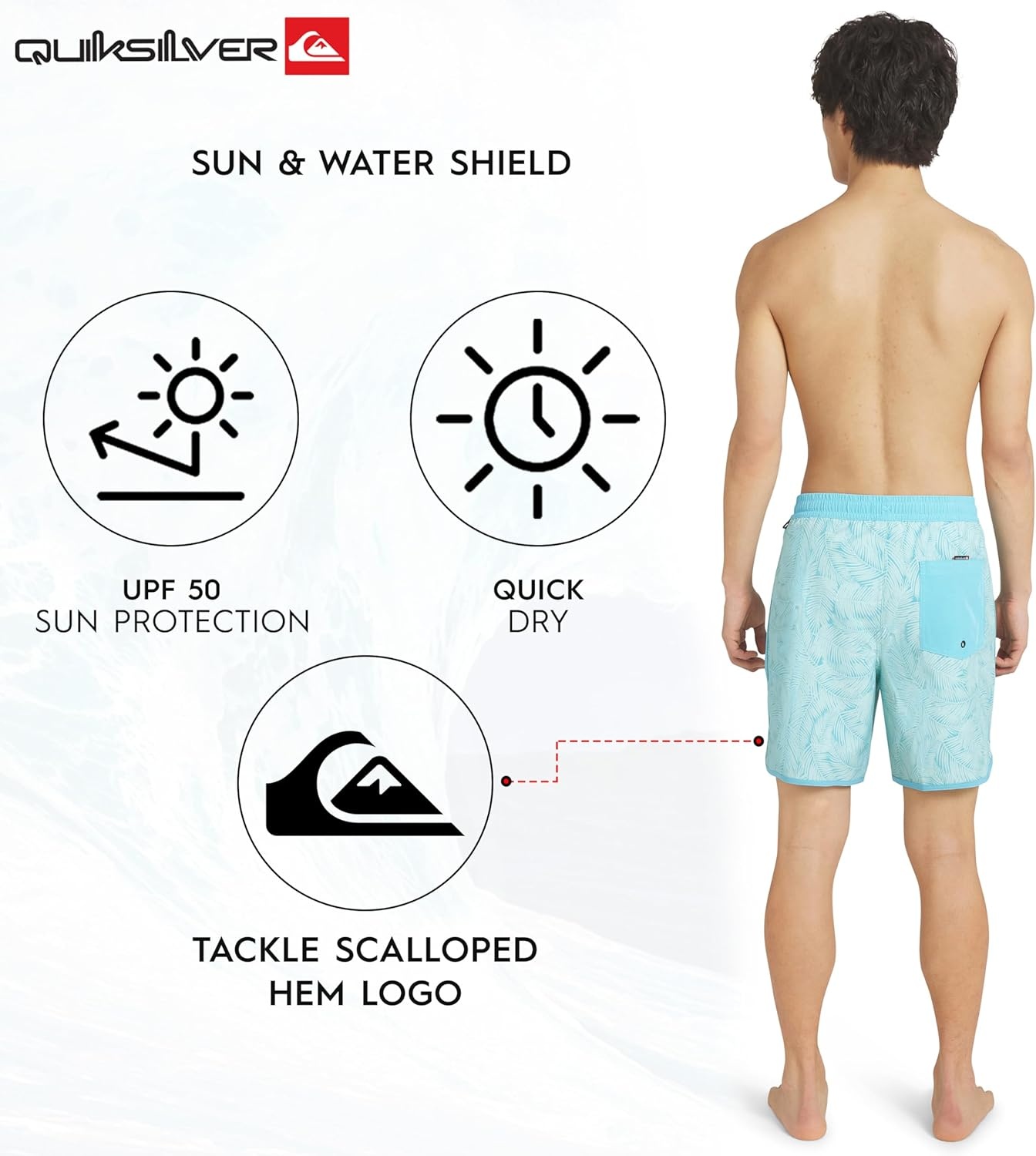 image:imageQuiksilver Mens Swimwear Regular Fit Stretchable Comfort Liner Swim Trunks SXXLFloral Design Blue Haze