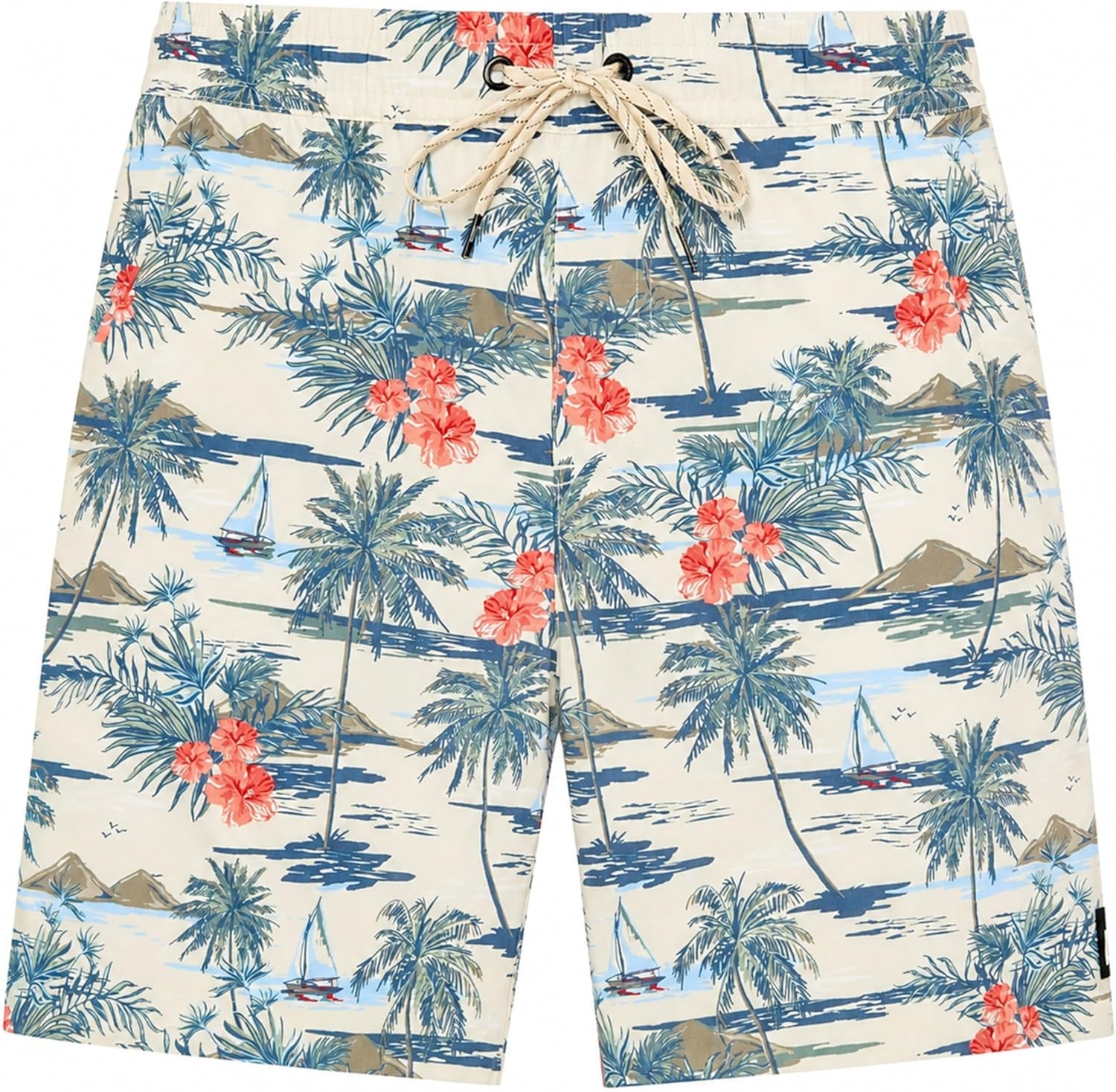 image:imageQuiksilver Mens Swimwear Regular Fit Stretchable Comfort Liner Swim Trunks SXXLFloral Design Bone White