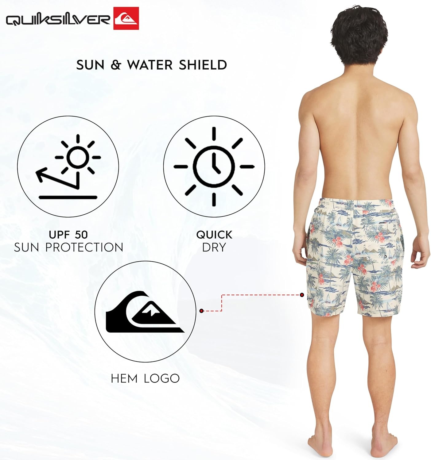 image:imageQuiksilver Mens Swimwear Regular Fit Stretchable Comfort Liner Swim Trunks SXXLFloral Design Bone White