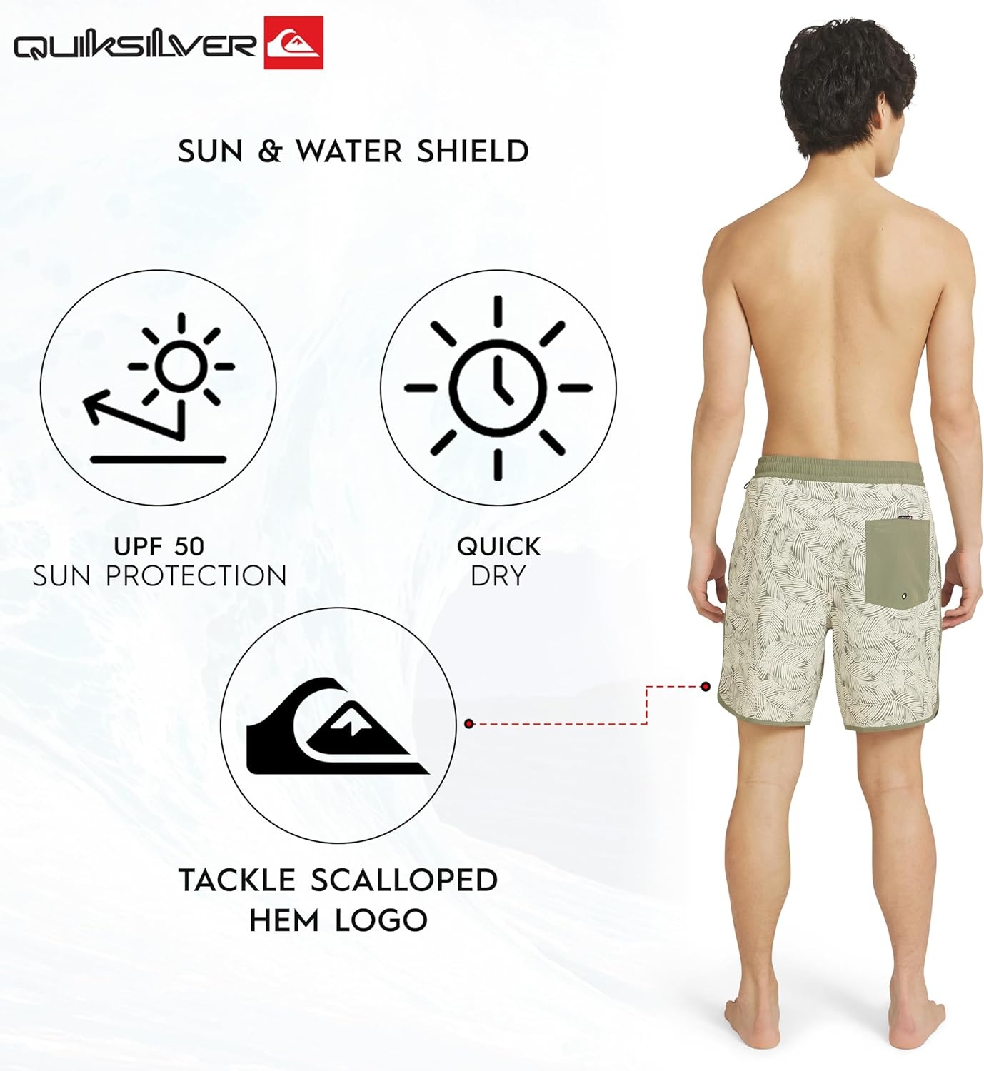 image:imageQuiksilver Mens Swimwear Regular Fit Stretchable Comfort Liner Swim Trunks SXXLFloral Design Dusty Olive