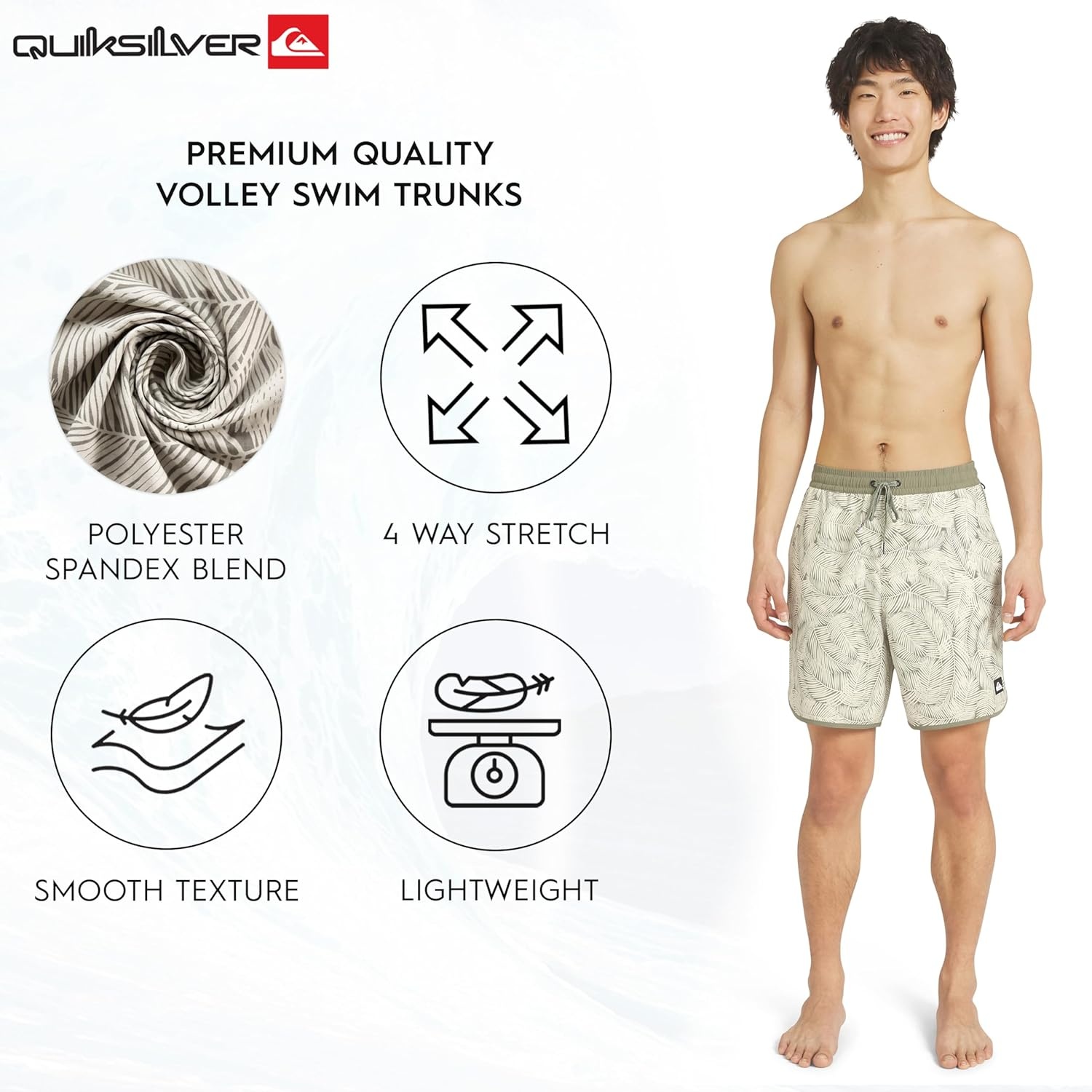 image:imageQuiksilver Mens Swimwear Regular Fit Stretchable Comfort Liner Swim Trunks SXXLFloral Design Dusty Olive