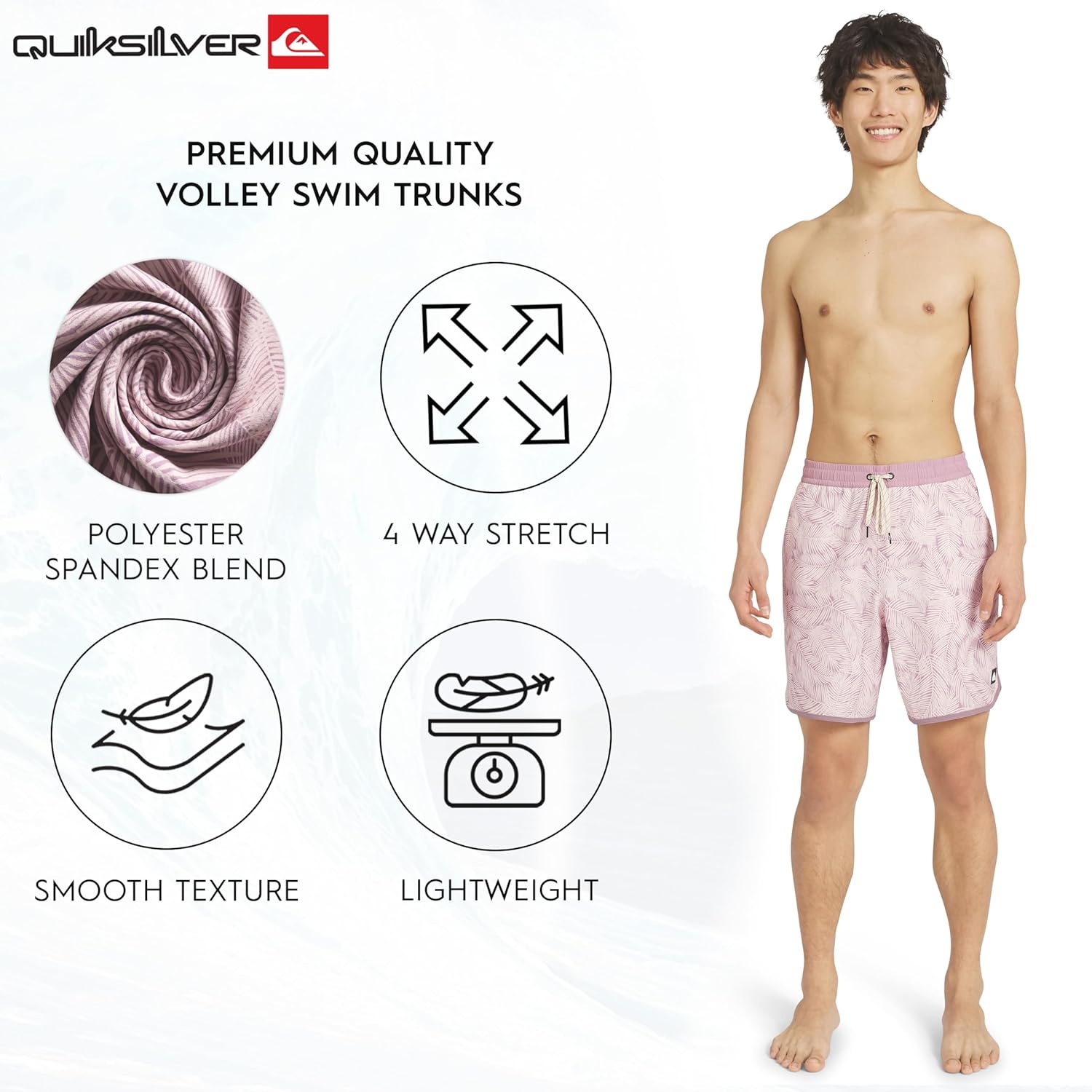 image:imageQuiksilver Mens Swimwear Regular Fit Stretchable Comfort Liner Swim Trunks SXXLFloral Design Rosewater