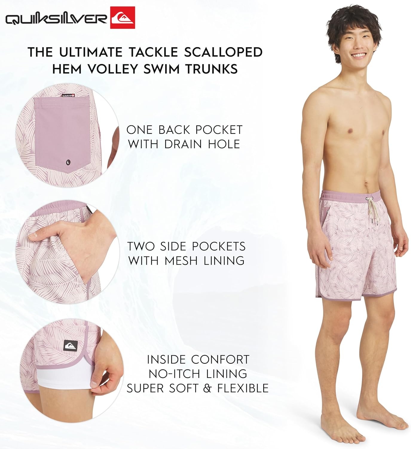 image:imageQuiksilver Mens Swimwear Regular Fit Stretchable Comfort Liner Swim Trunks SXXLFloral Design Rosewater