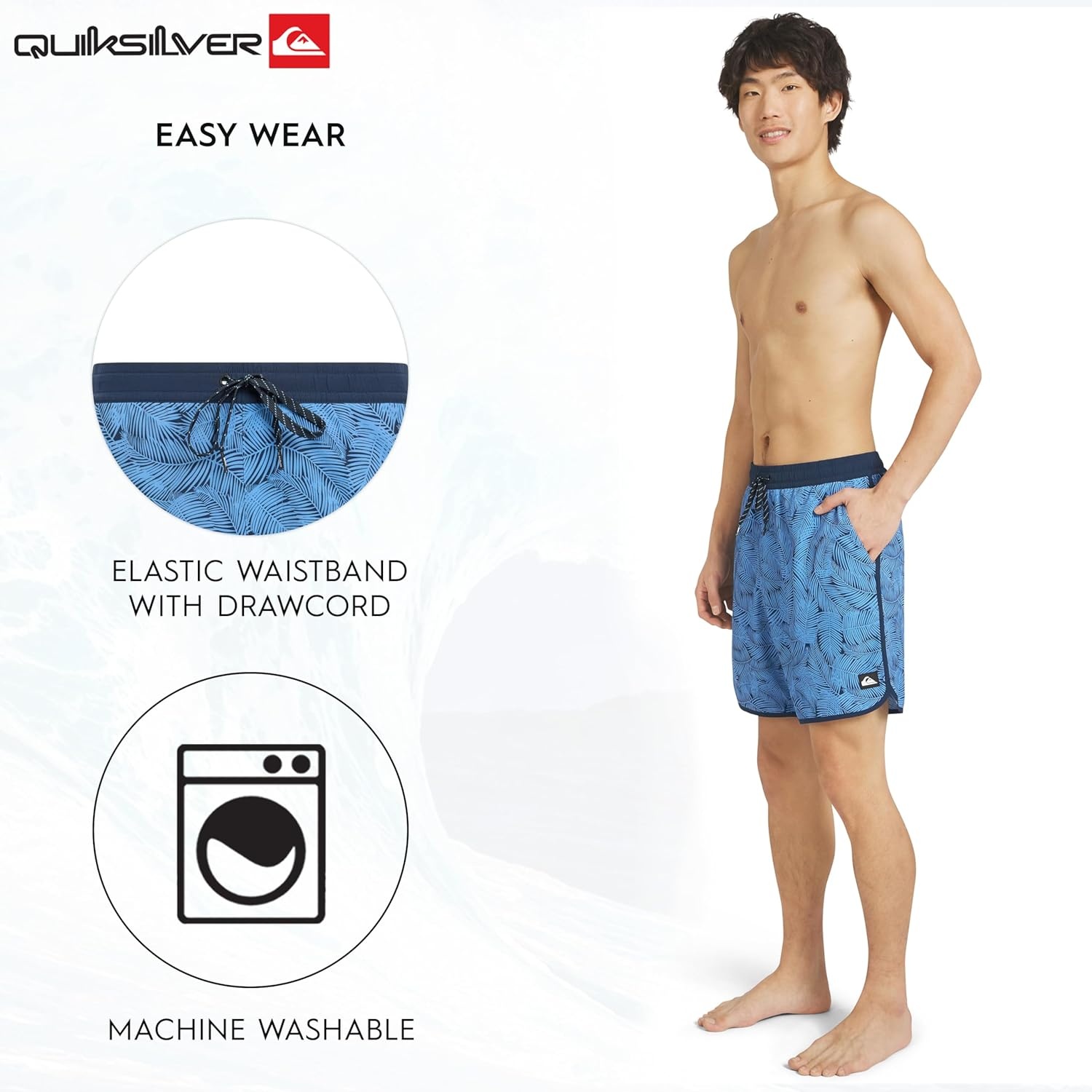 image:imageQuiksilver Mens Swimwear Regular Fit Stretchable Comfort Liner Swim Trunks SXXLFloral Design Total Eclipse