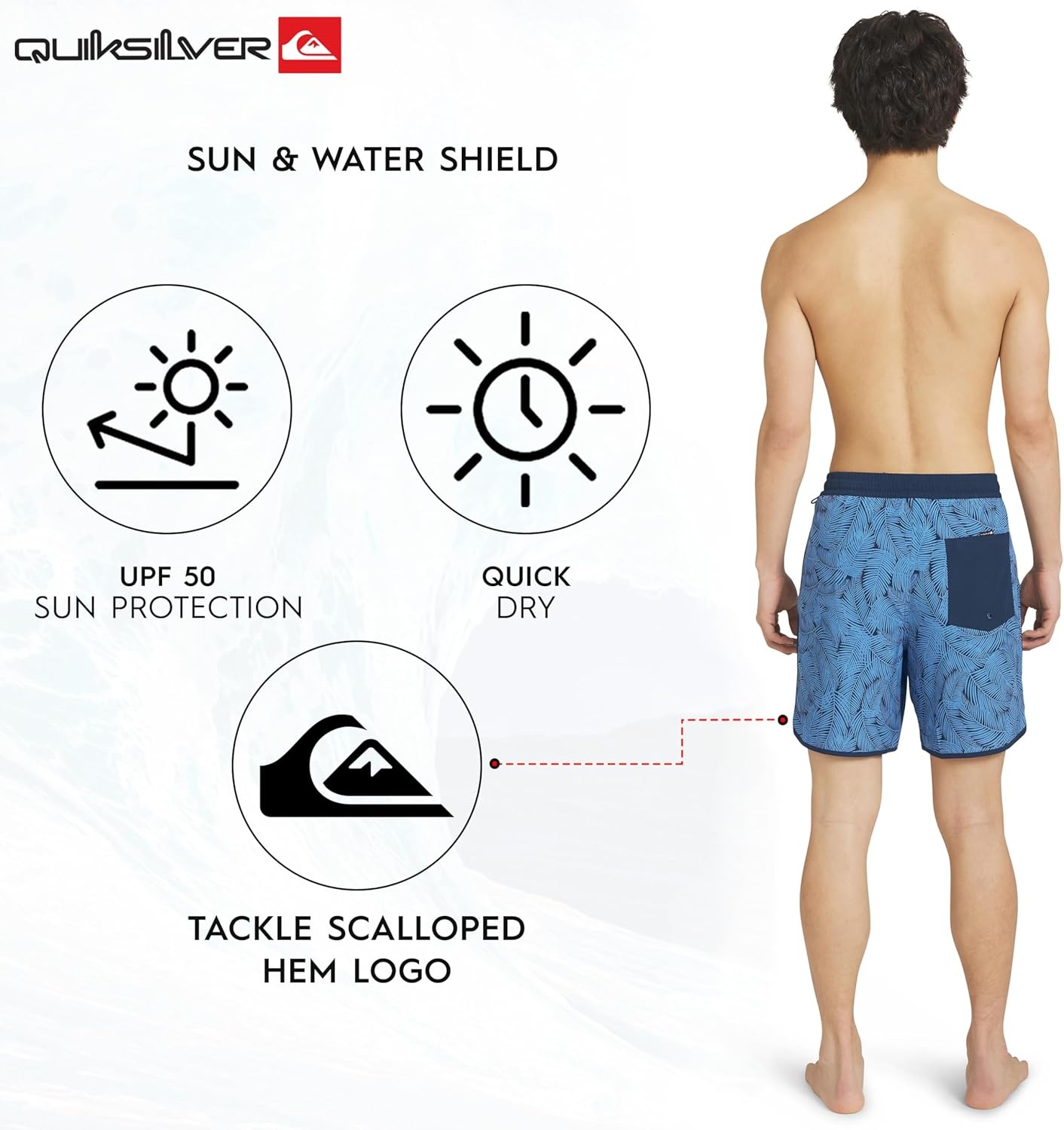 image:imageQuiksilver Mens Swimwear Regular Fit Stretchable Comfort Liner Swim Trunks SXXLFloral Design Total Eclipse