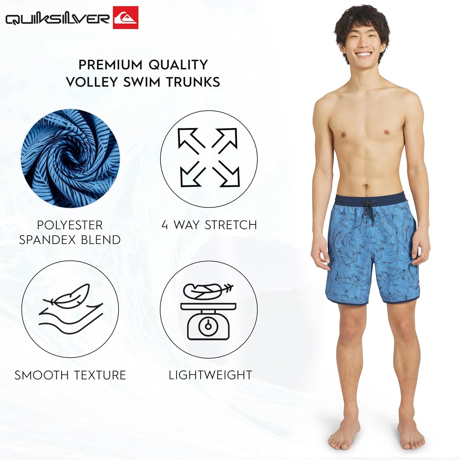 image:imageQuiksilver Mens Swimwear Regular Fit Stretchable Comfort Liner Swim Trunks SXXLFloral Design Total Eclipse