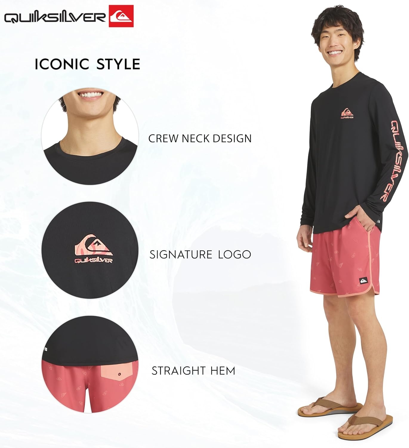 image:imageQuiksilver Mens Swimwear Regular Fit UPF 50 Long Sleeve Sun Tee Rash Guard Shirt SXXLAnthracite
