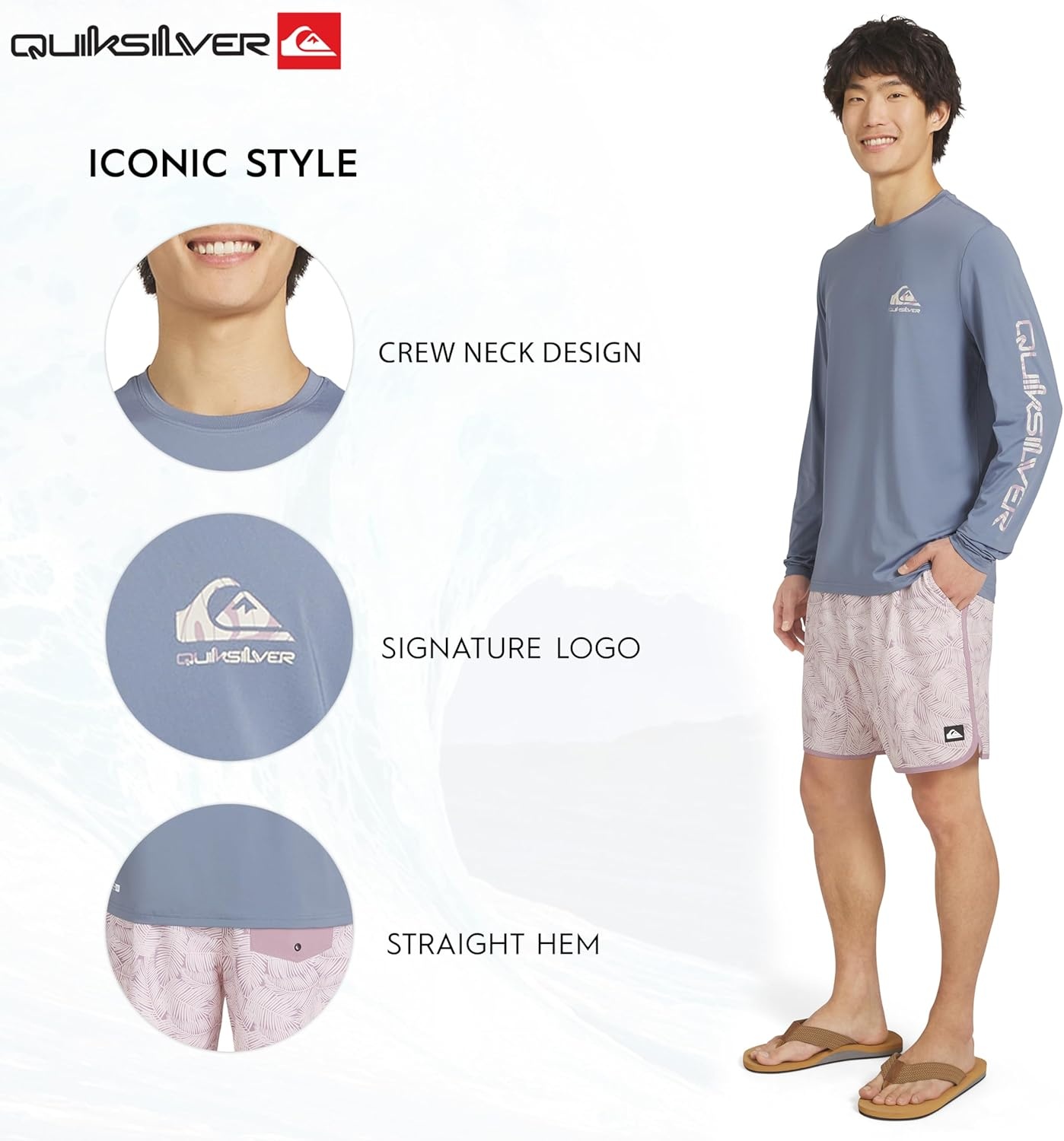 image:imageQuiksilver Mens Swimwear Regular Fit UPF 50 Long Sleeve Sun Tee Rash Guard Shirt SXXLFlintstone