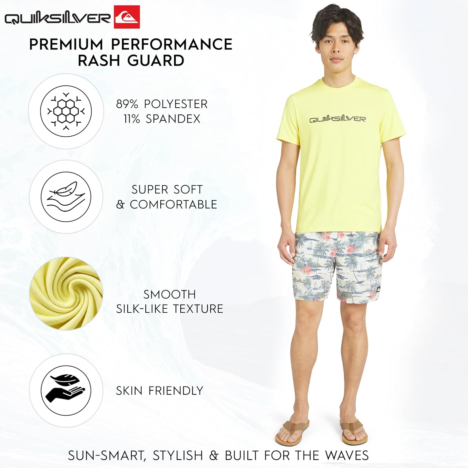 image:imageQuiksilver Mens Swimwear Regular Fit UPF 50 Short Sleeve Sun TeeAcacia