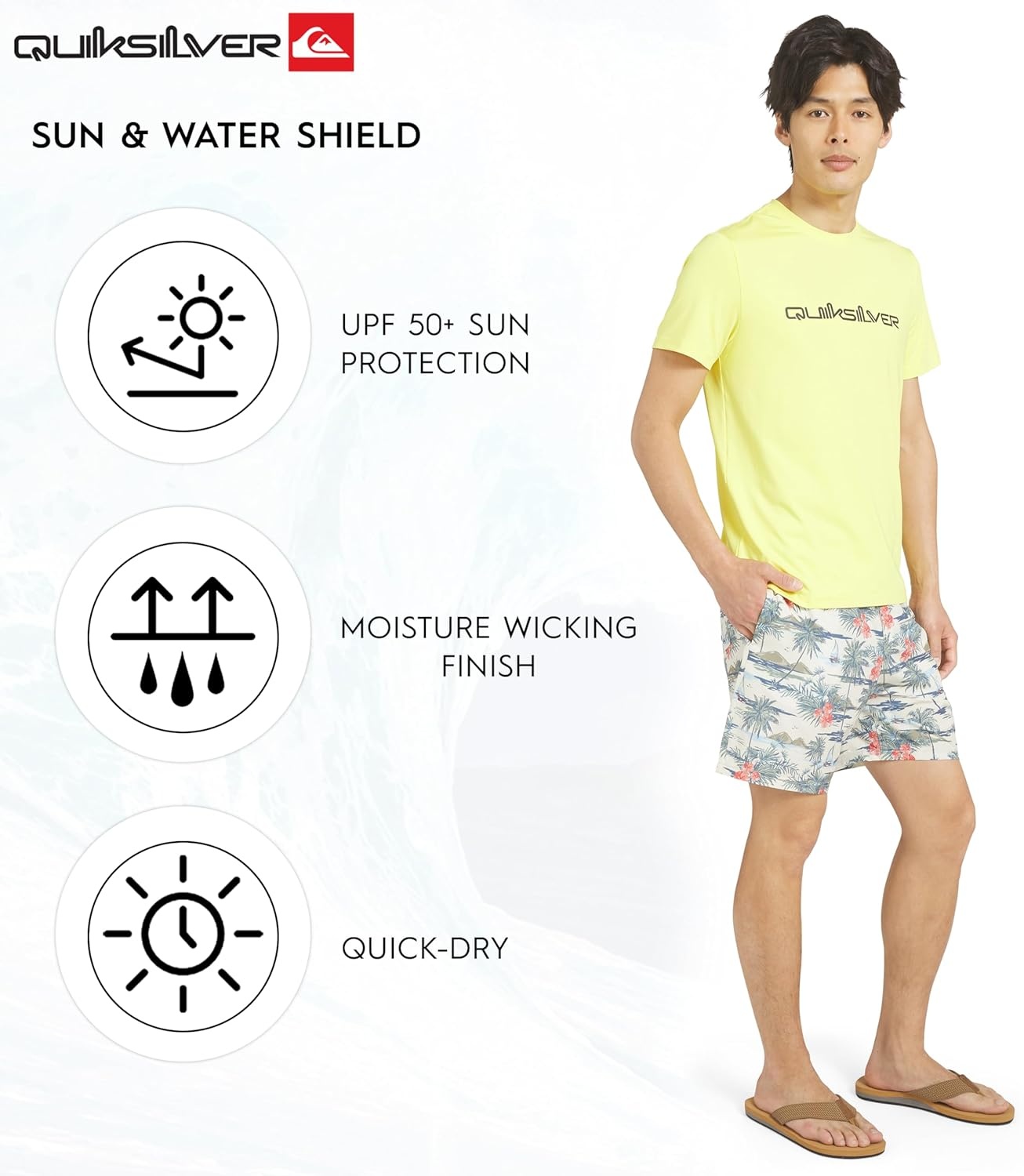 image:imageQuiksilver Mens Swimwear Regular Fit UPF 50 Short Sleeve Sun TeeAcacia