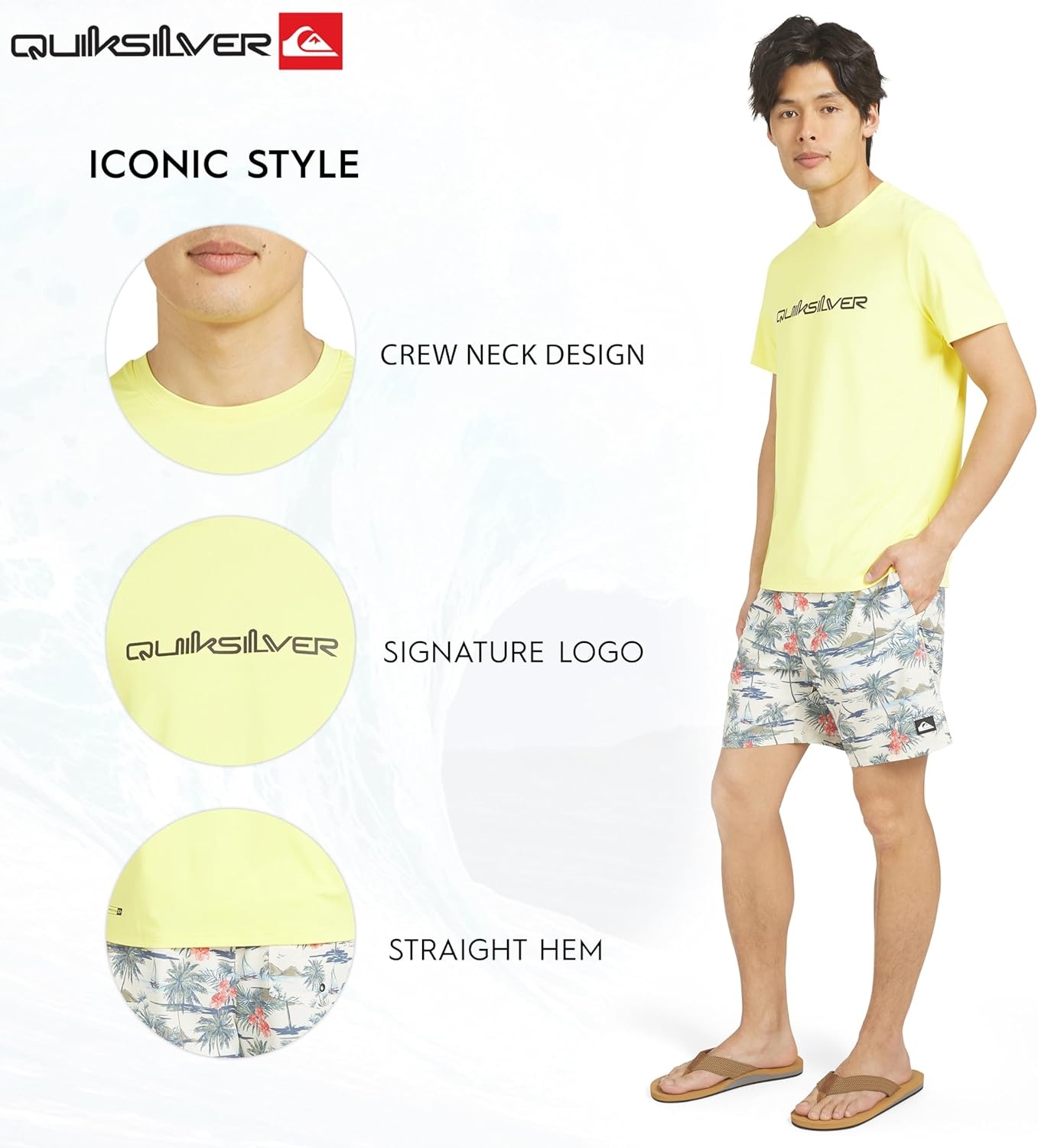 image:imageQuiksilver Mens Swimwear Regular Fit UPF 50 Short Sleeve Sun TeeAcacia