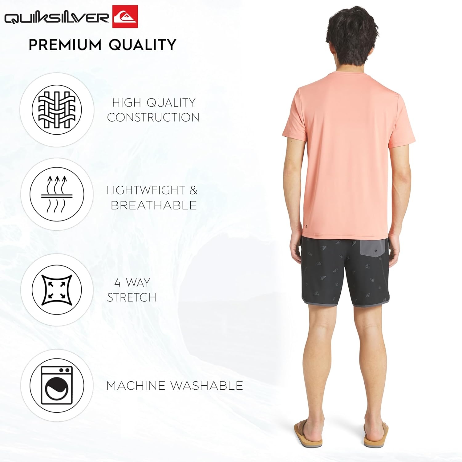 image:imageQuiksilver Mens Swimwear Regular Fit UPF 50 Short Sleeve Sun TeeDesert Sand