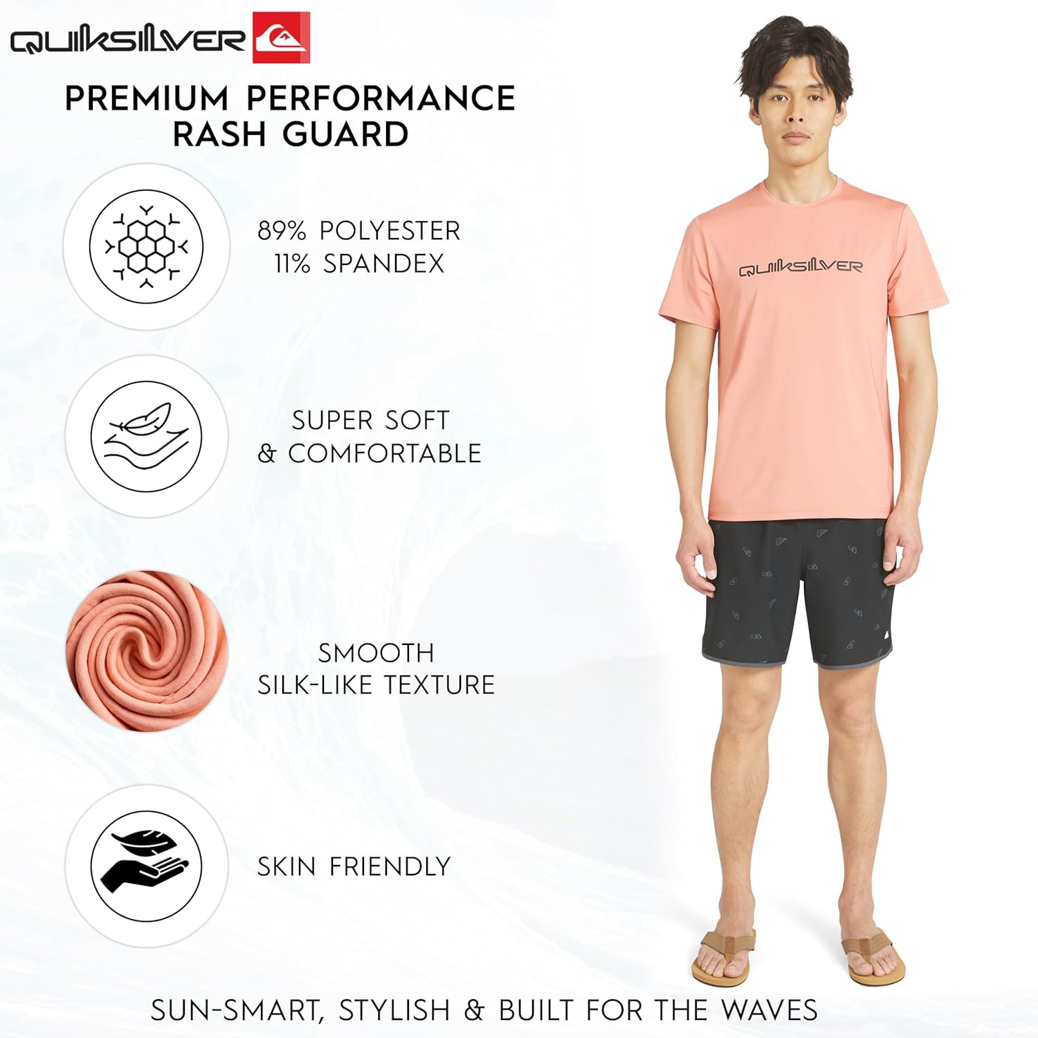 image:imageQuiksilver Mens Swimwear Regular Fit UPF 50 Short Sleeve Sun TeeDesert Sand
