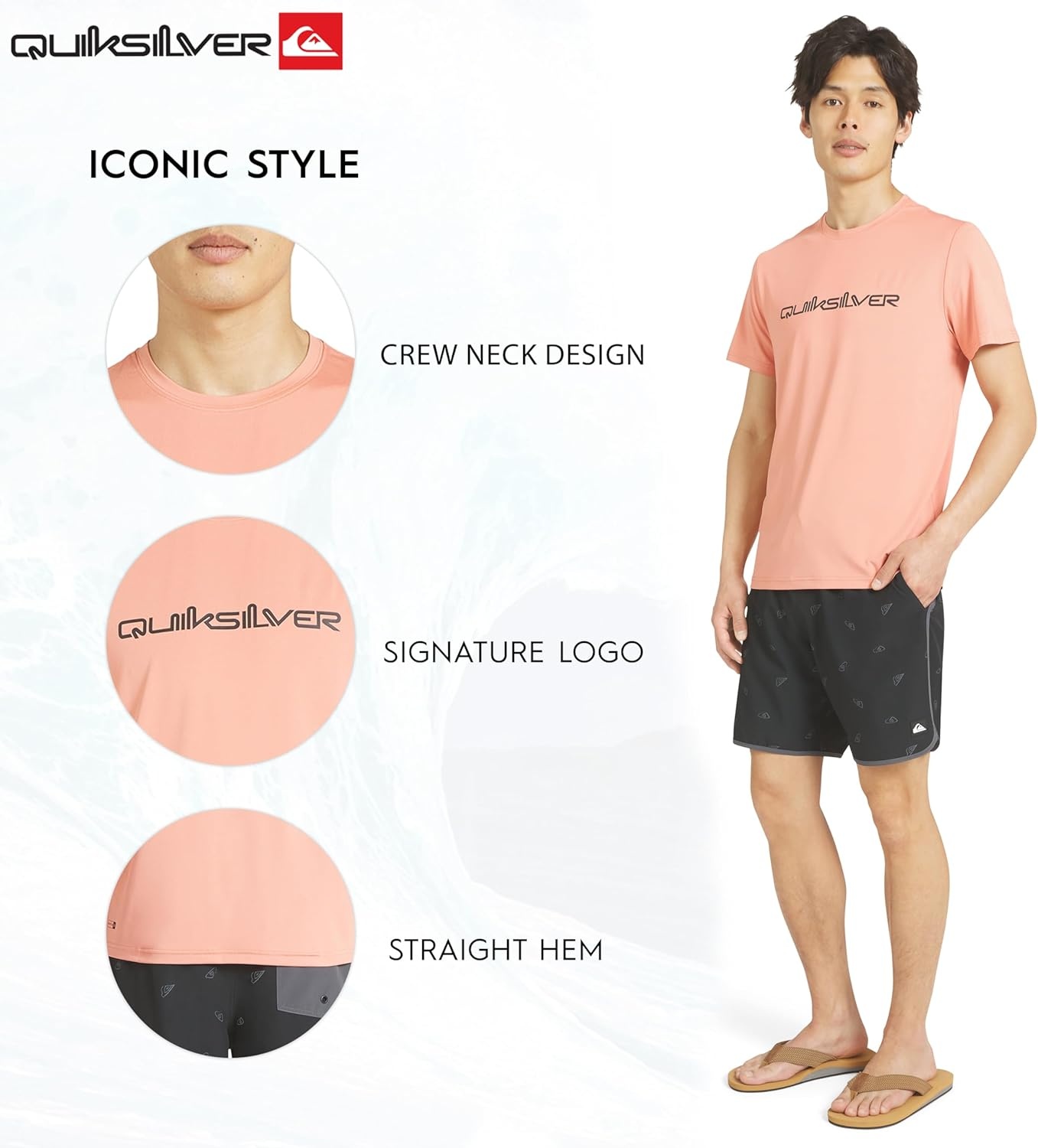 image:imageQuiksilver Mens Swimwear Regular Fit UPF 50 Short Sleeve Sun TeeDesert Sand
