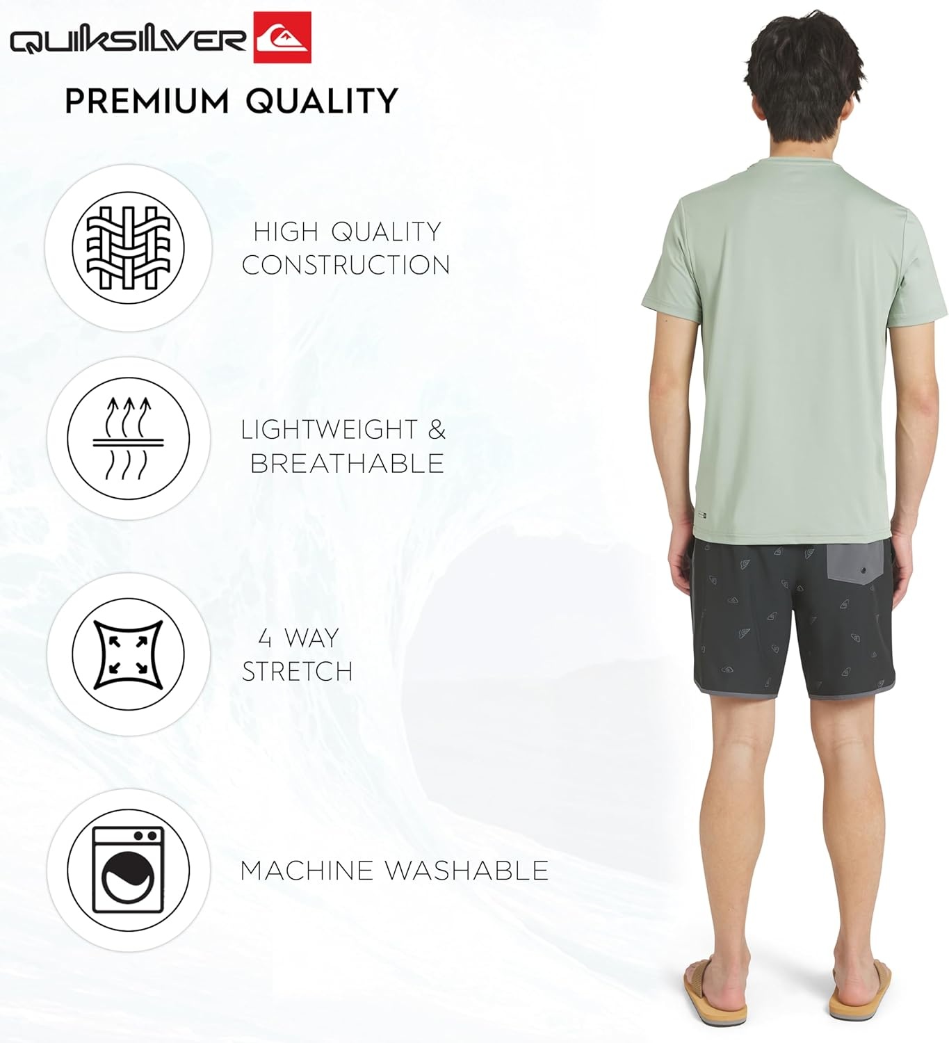 image:imageQuiksilver Mens Swimwear Regular Fit UPF 50 Short Sleeve Sun TeeLily Pad
