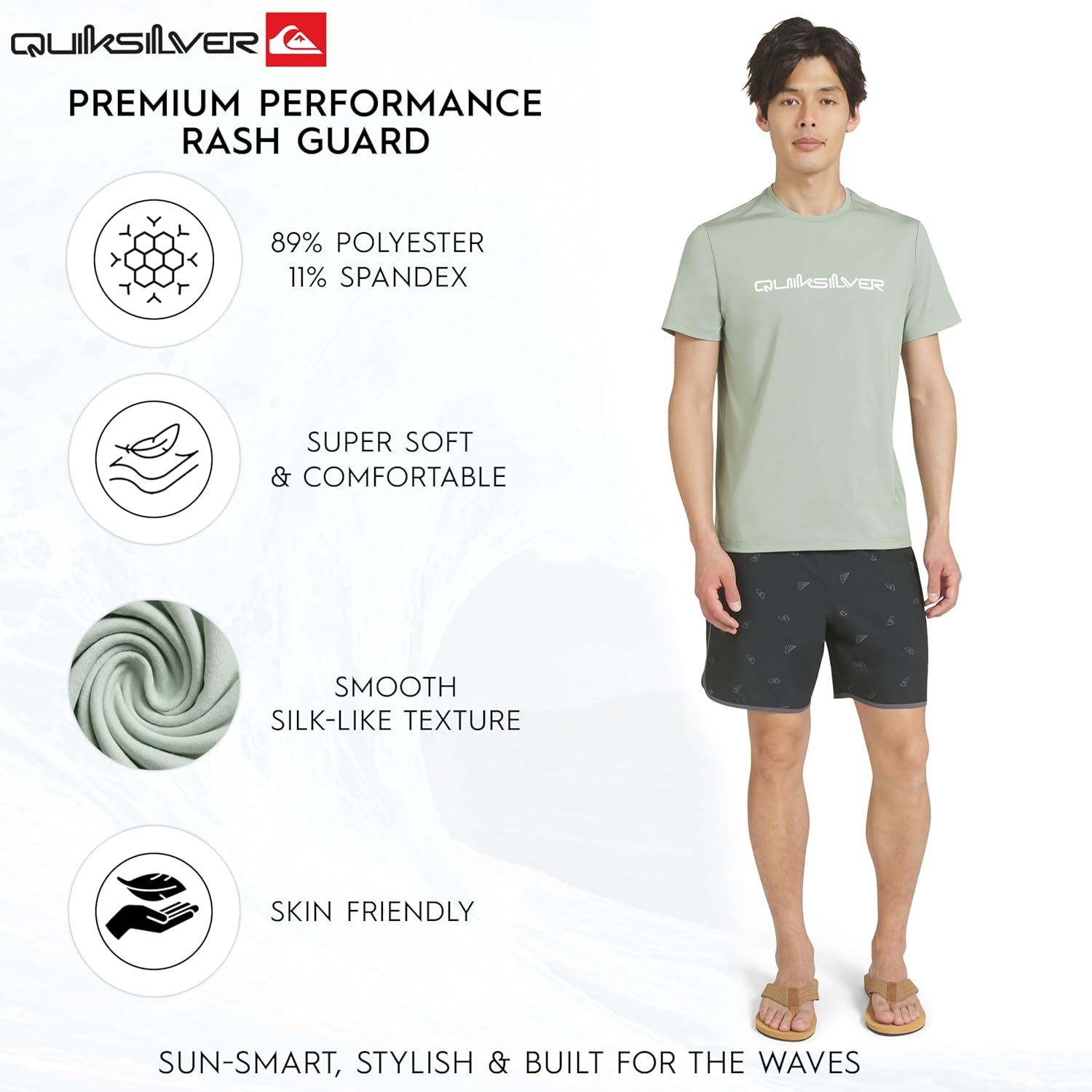 image:imageQuiksilver Mens Swimwear Regular Fit UPF 50 Short Sleeve Sun TeeLily Pad