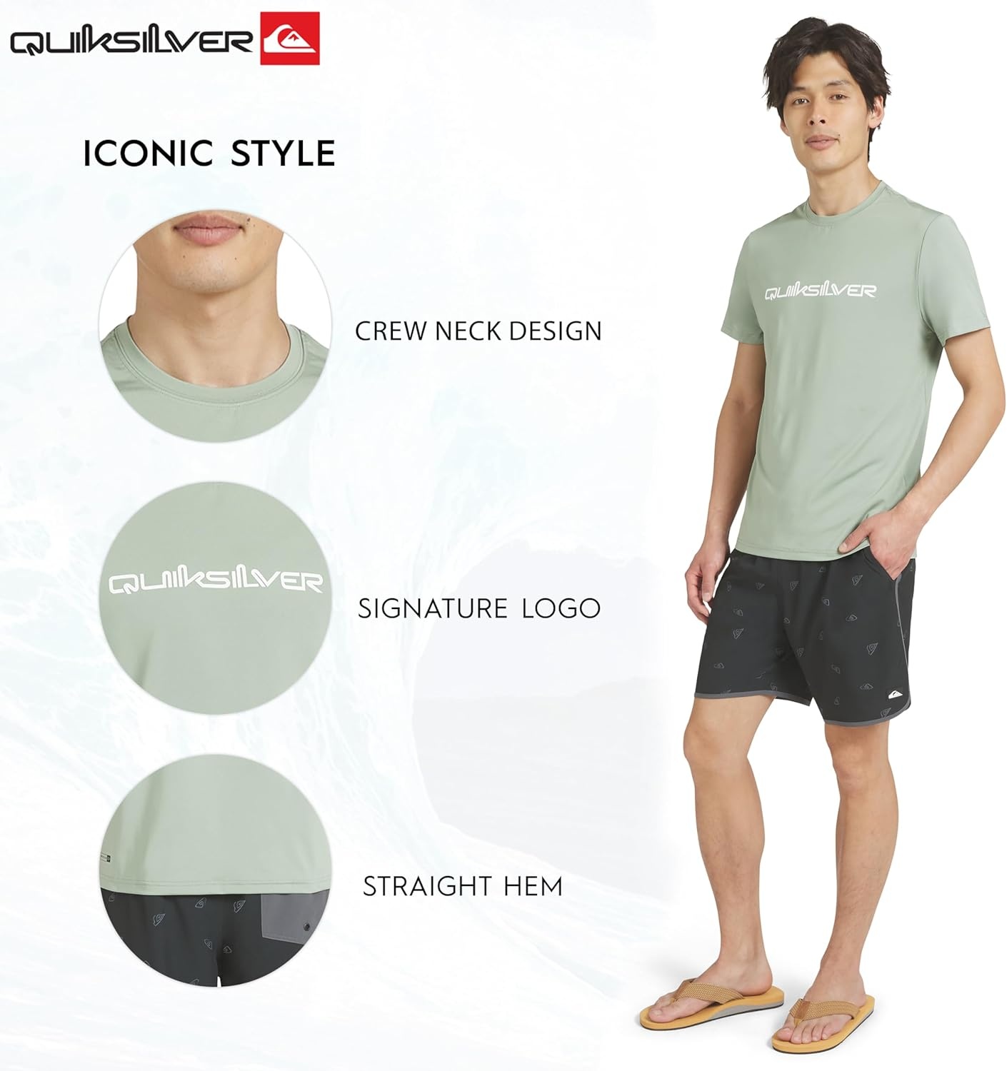 image:imageQuiksilver Mens Swimwear Regular Fit UPF 50 Short Sleeve Sun TeeLily Pad