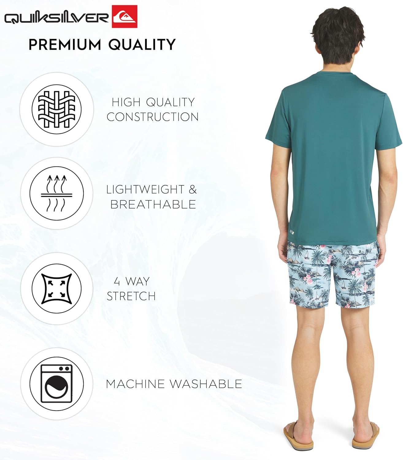 image:imageQuiksilver Mens Swimwear Regular Fit UPF 50 Short Sleeve Sun TeeMediterranea