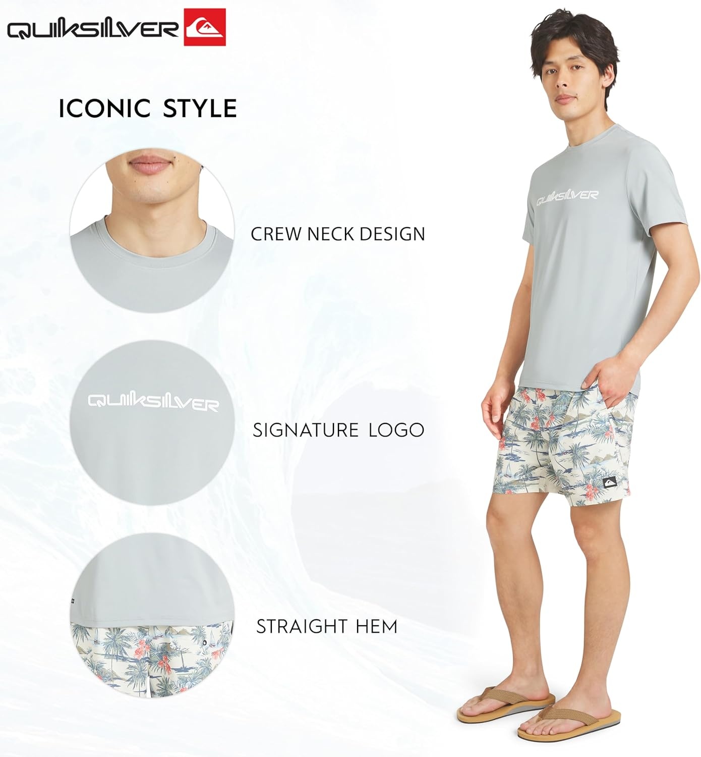image:imageQuiksilver Mens Swimwear Regular Fit UPF 50 Short Sleeve Sun TeeQuarry