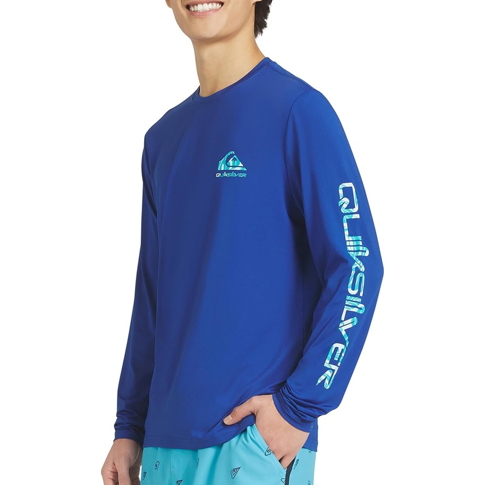 image:imageQuiksilver Mens Swimwear Regular Fit UPF 50 Long Sleeve Sun Tee Rash Guard Shirt SXXLBlue Quartz