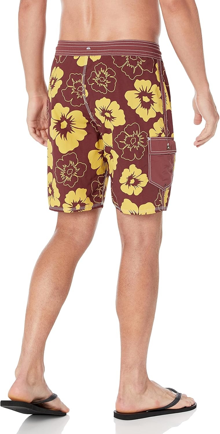 image:imageQuiksilver Mens Mens Throwback Print 2 Boardshort Boardshort Swim Trunk Bathing SuitRed Mahogany Throwback
