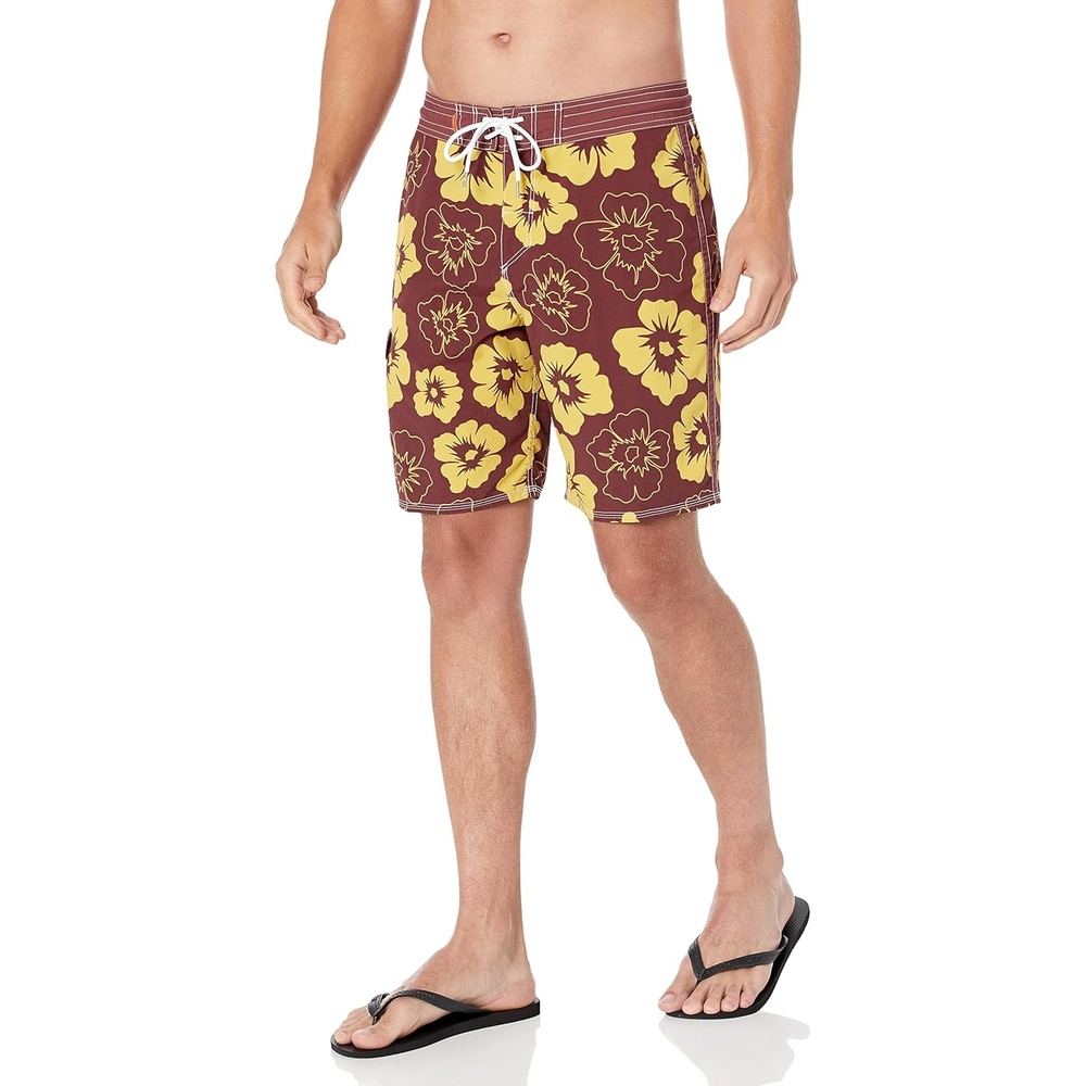image:imageQuiksilver Mens Mens Throwback Print 2 Boardshort Boardshort Swim Trunk Bathing SuitRed Mahogany Throwback